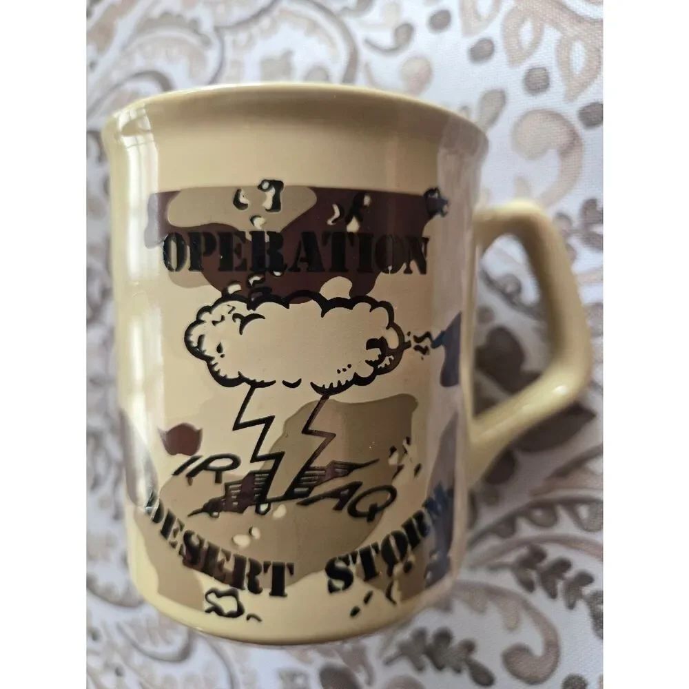 Vintage Operation Desert Storm Camouflage Ceramic Mug - Tan & Brown